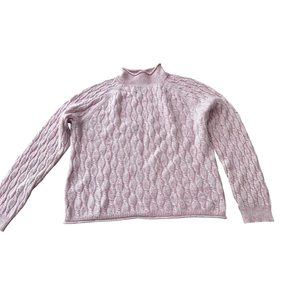 J Crew Sweater Womens XXL Pink Turtle Neck 100% Cashmere Cable Knit